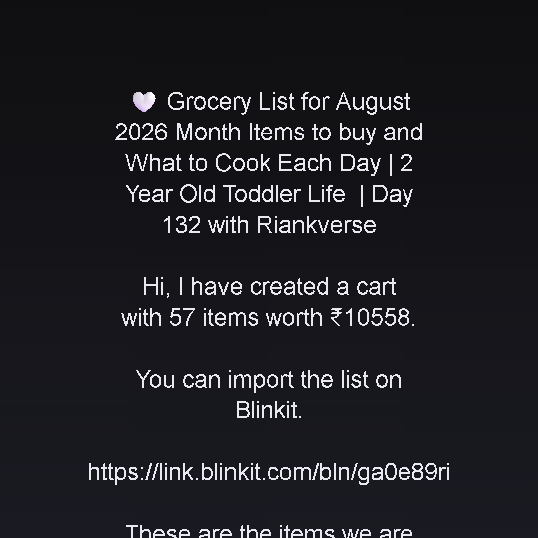 Grocery List for August 2026 Month Items to buy and What to Cook Each Day