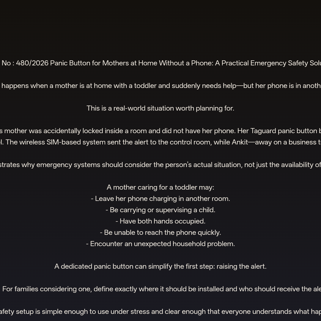 Panic Button for Mothers at Home Without a Phone: A Practical Emergency Safety …